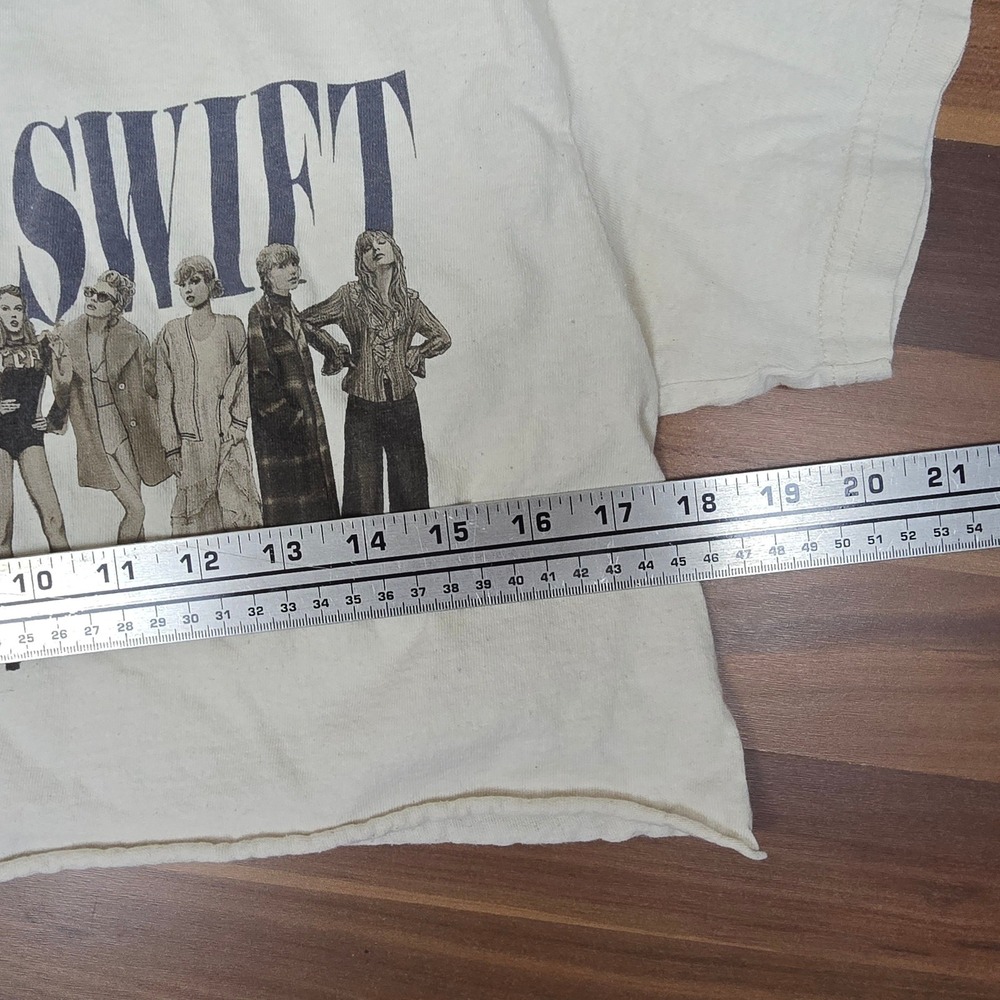 Taylor Swift Midnights Era Tour Crop Top T-Shirt White Medium Chopped Raw Hem - Picture 3 of 4